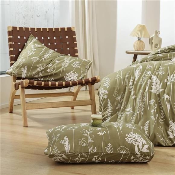 3 Pieces Duvet Covers Queen Size Floral Cover White Botanical Printed Soft Bed - Picture 4 of 8